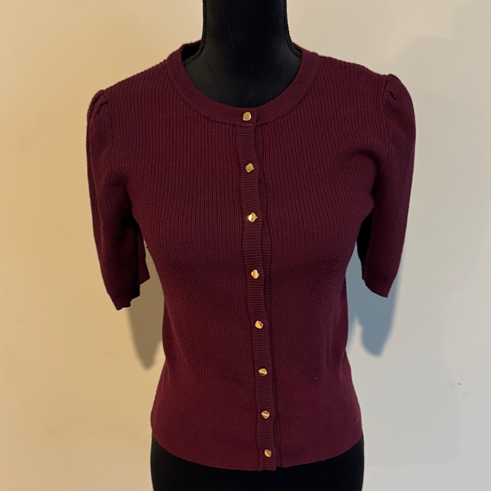 Zara Burgundy Button-Up Blouse